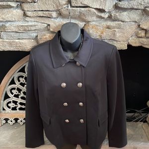 Lands’ End Women’s black double breasted blazer size 16/P, NWOT